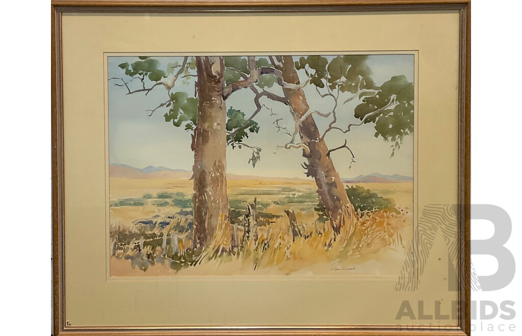 Framed Jan Vincent, Through the Trees, Lake George  , Watercolour