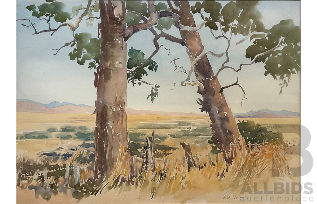 Framed Jan Vincent, Through the Trees, Lake George  , Watercolour