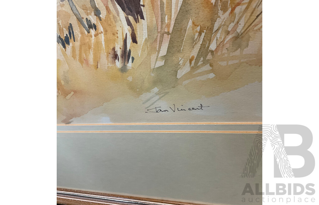 Framed Jan Vincent, Through the Trees, Lake George  , Watercolour