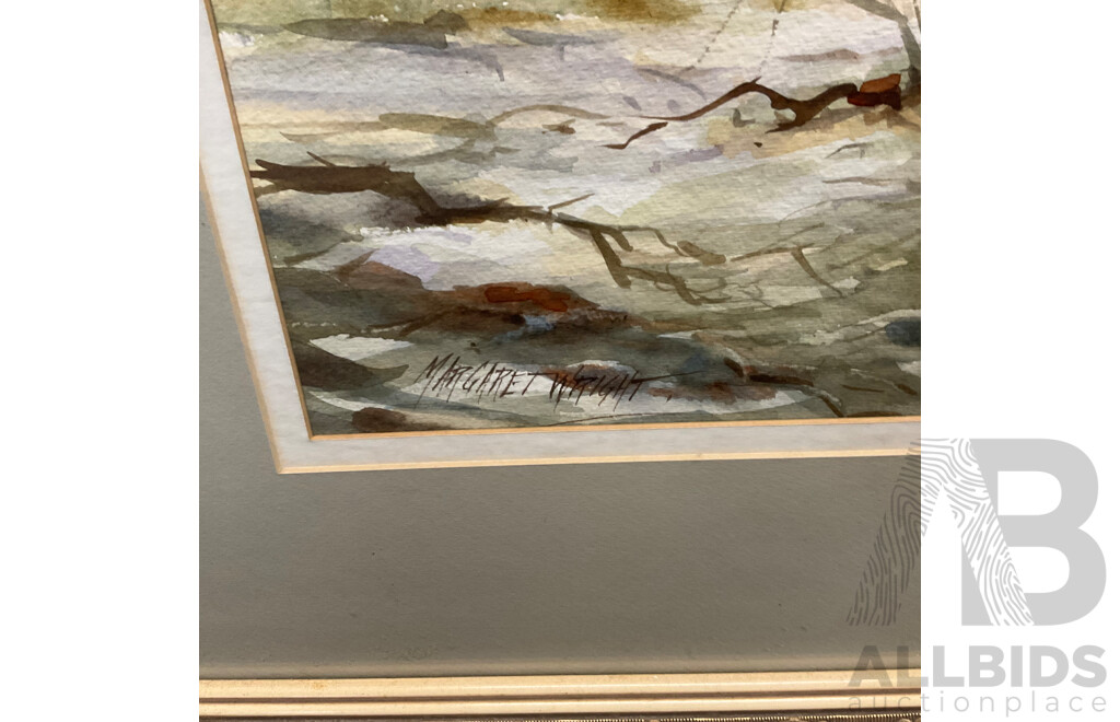 Framed Margaret Wright, Towards the Watagans , Watercolour