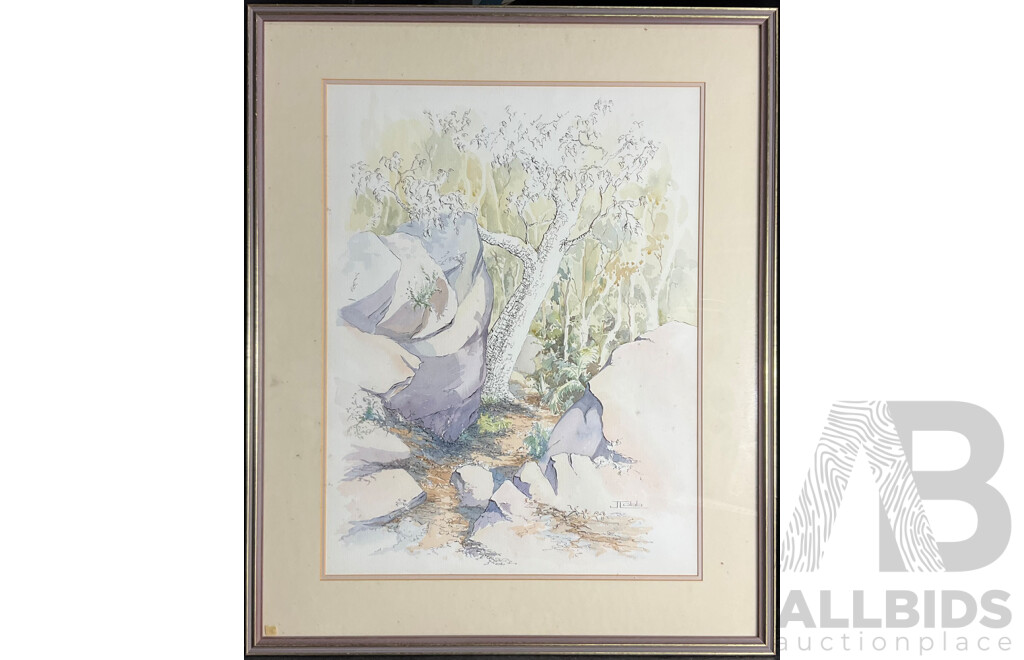 Janet Hoyer-Cobb Framed Landscape, Watercolor on Paper