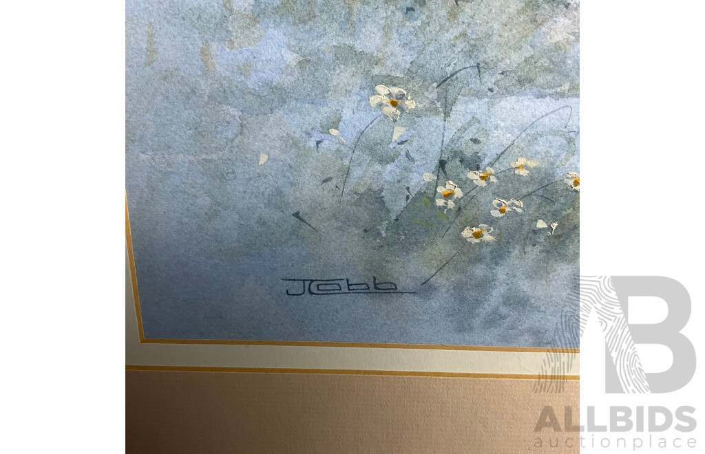 Janet Hoyer-Cobb Framed Landscape with Cottage ,Watercolour  on Paper