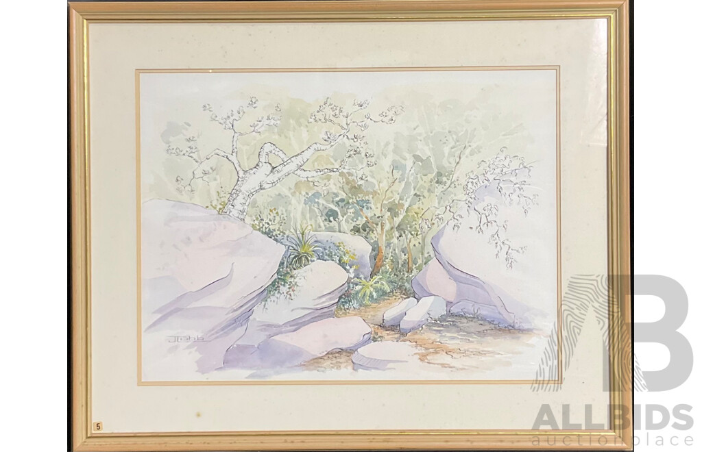 Janet Hoyer-Cobb Framed Landscape, Watercolor on Paper Refer.5