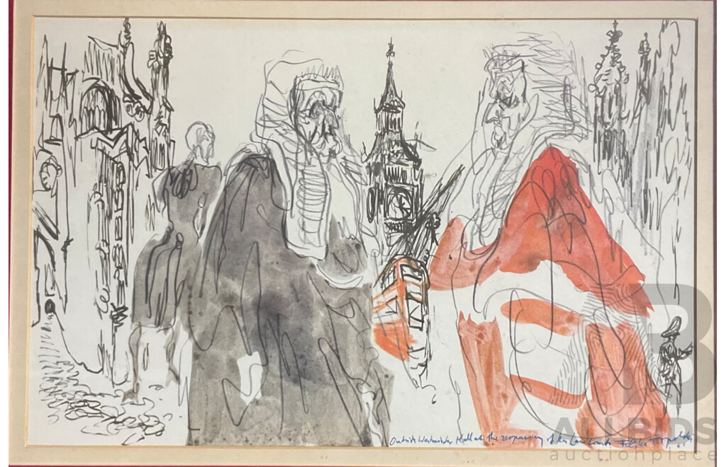 Framed Print of Outside Westminster Hall, Feliks Topolski