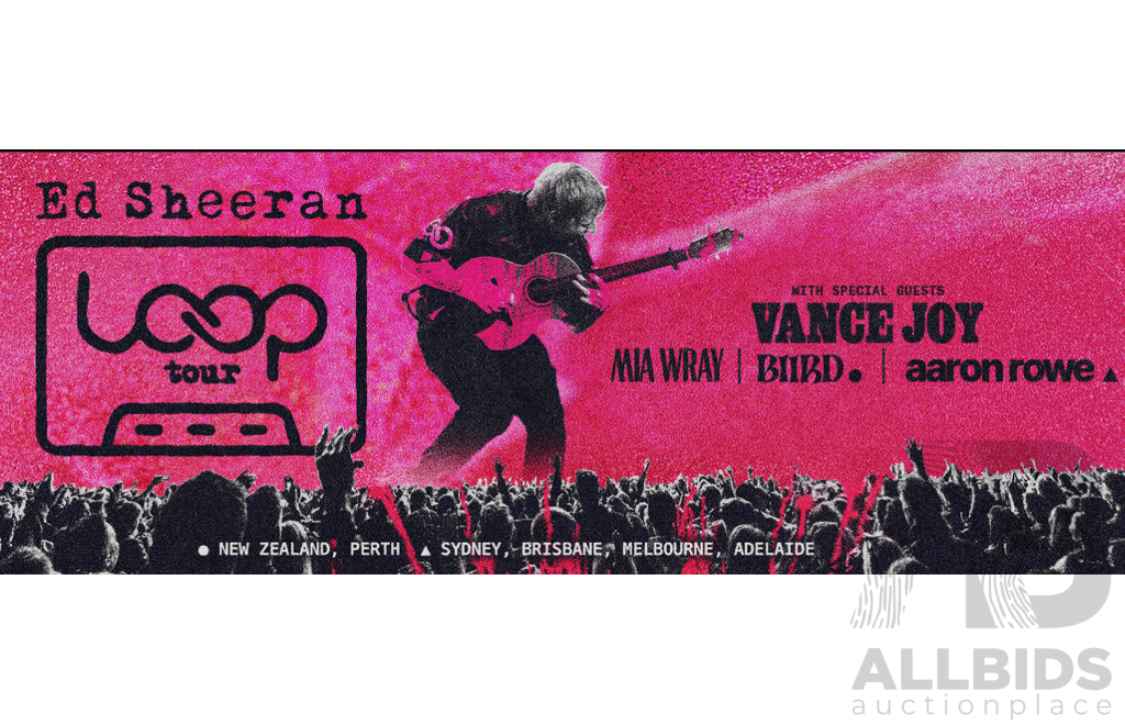 LIVE AUCTION #8 Ed Sheeran – The Loop Tour – Friday 27 February 2026 at Marvel Stadium, Melbourne, in the Medalion club, Premium Stoke Grill tickets x 4