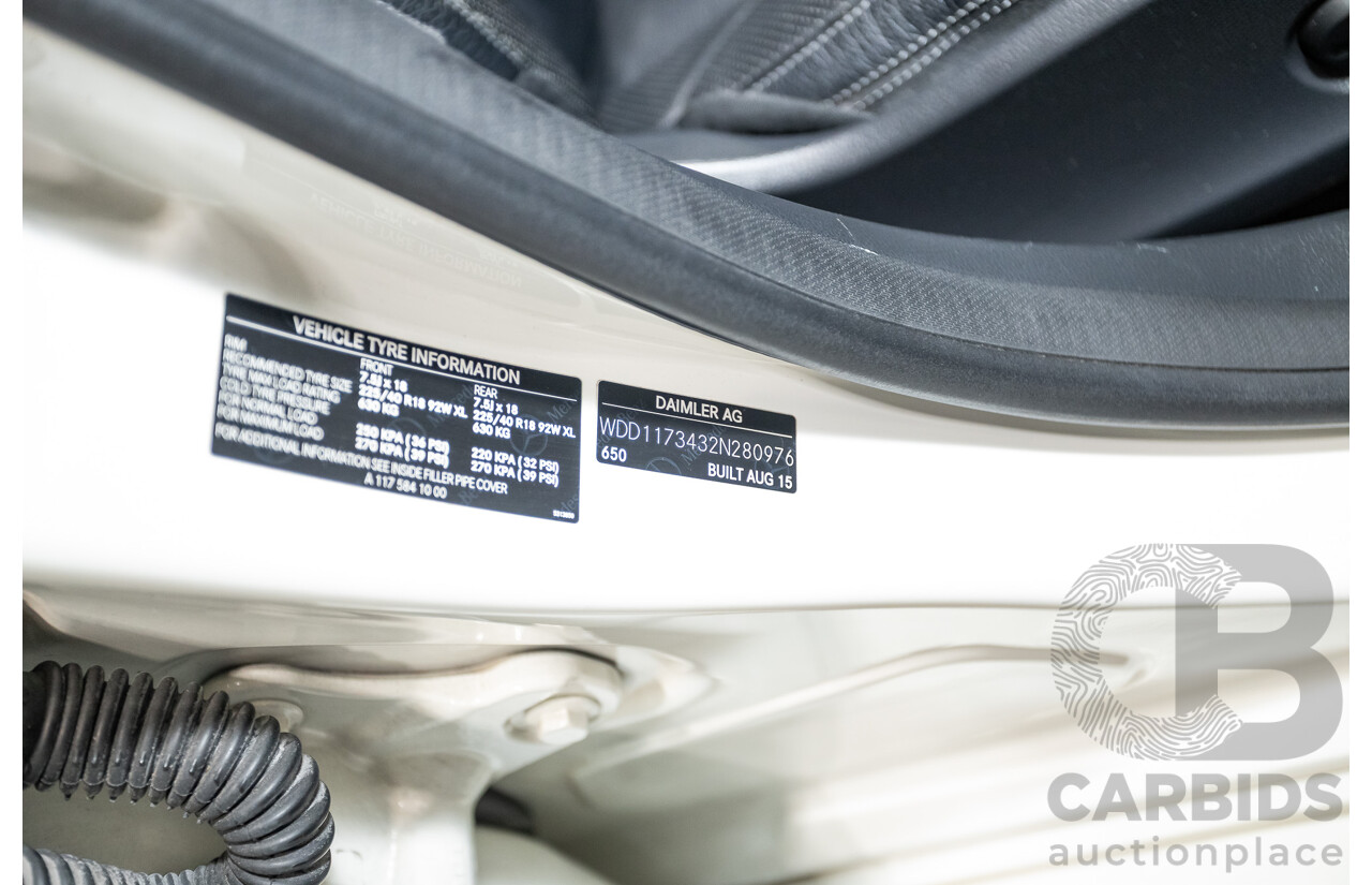 10/2015 Mercedes-Benz CLA200 117 MY15 4D Coupe Calcite White Turbo 1.6L