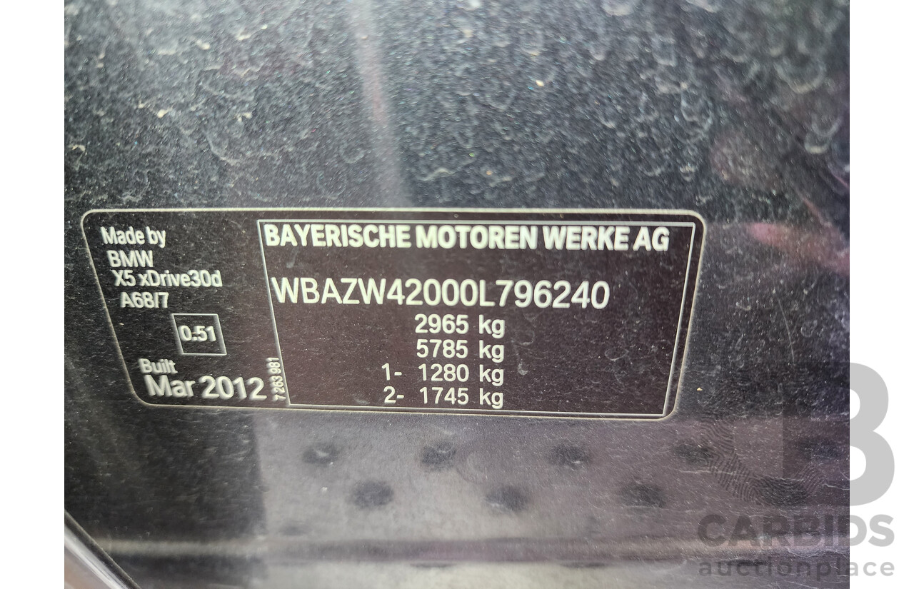9/2012 Bmw X5 Xdrive 30d E70 MY12 UPGRADE 4d Wagon Grey 3.0L