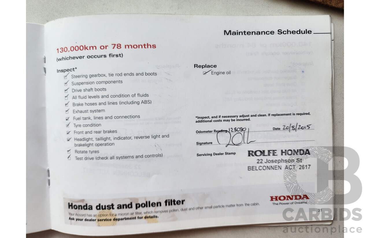 5/2006 Honda Accord VTi 40 4d Sedan Gold 2.4L