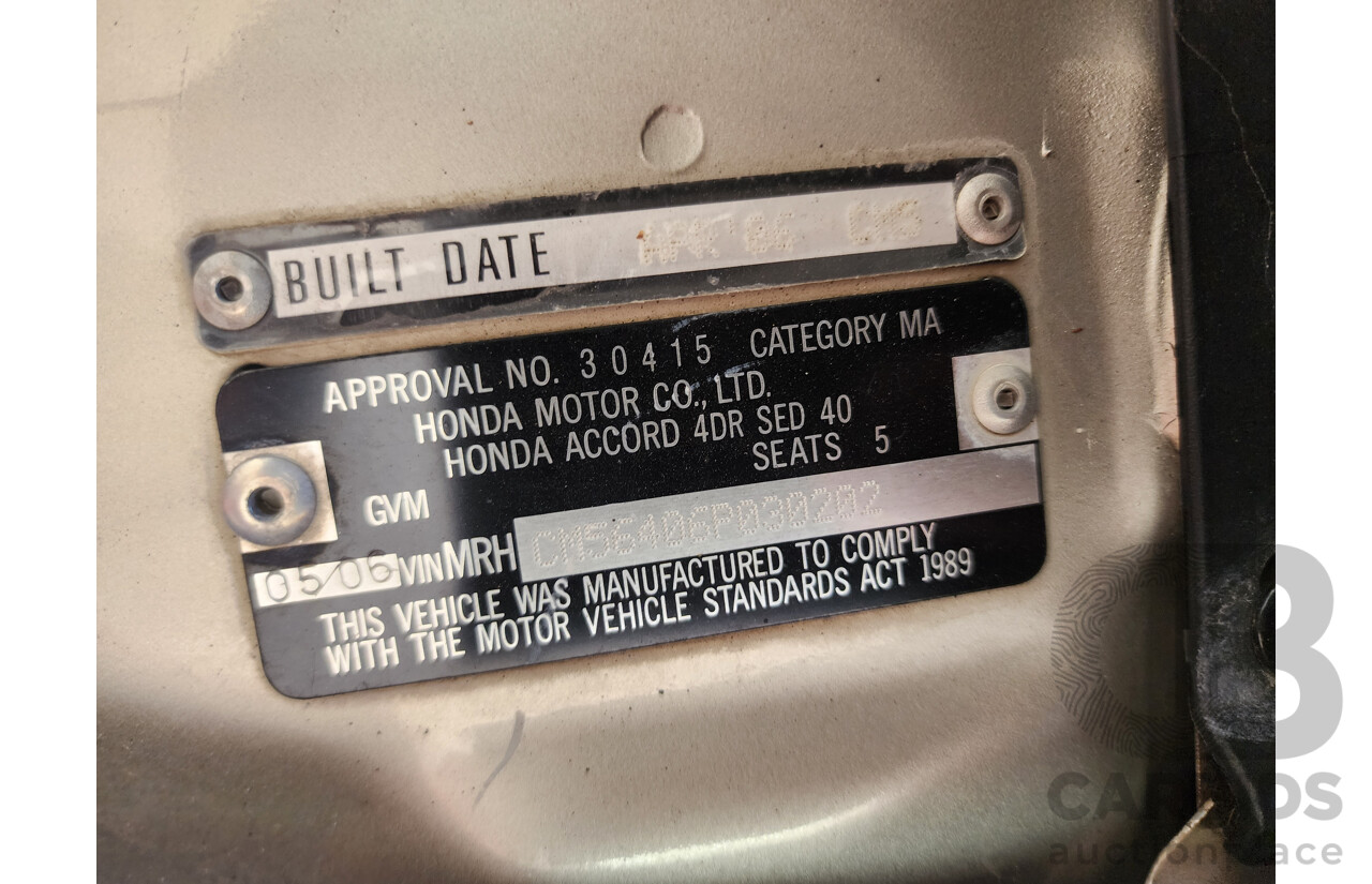 5/2006 Honda Accord VTi 40 4d Sedan Gold 2.4L