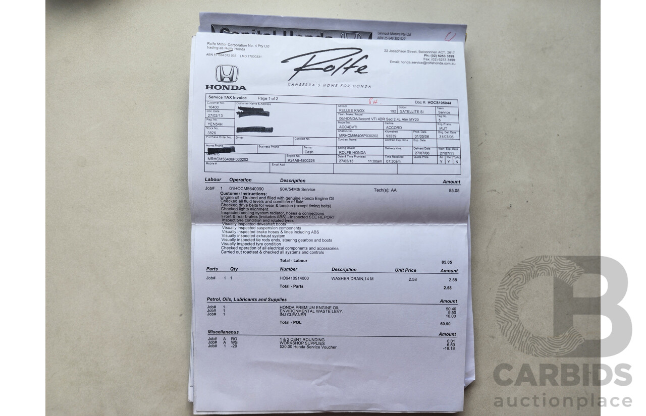 5/2006 Honda Accord VTi 40 4d Sedan Gold 2.4L