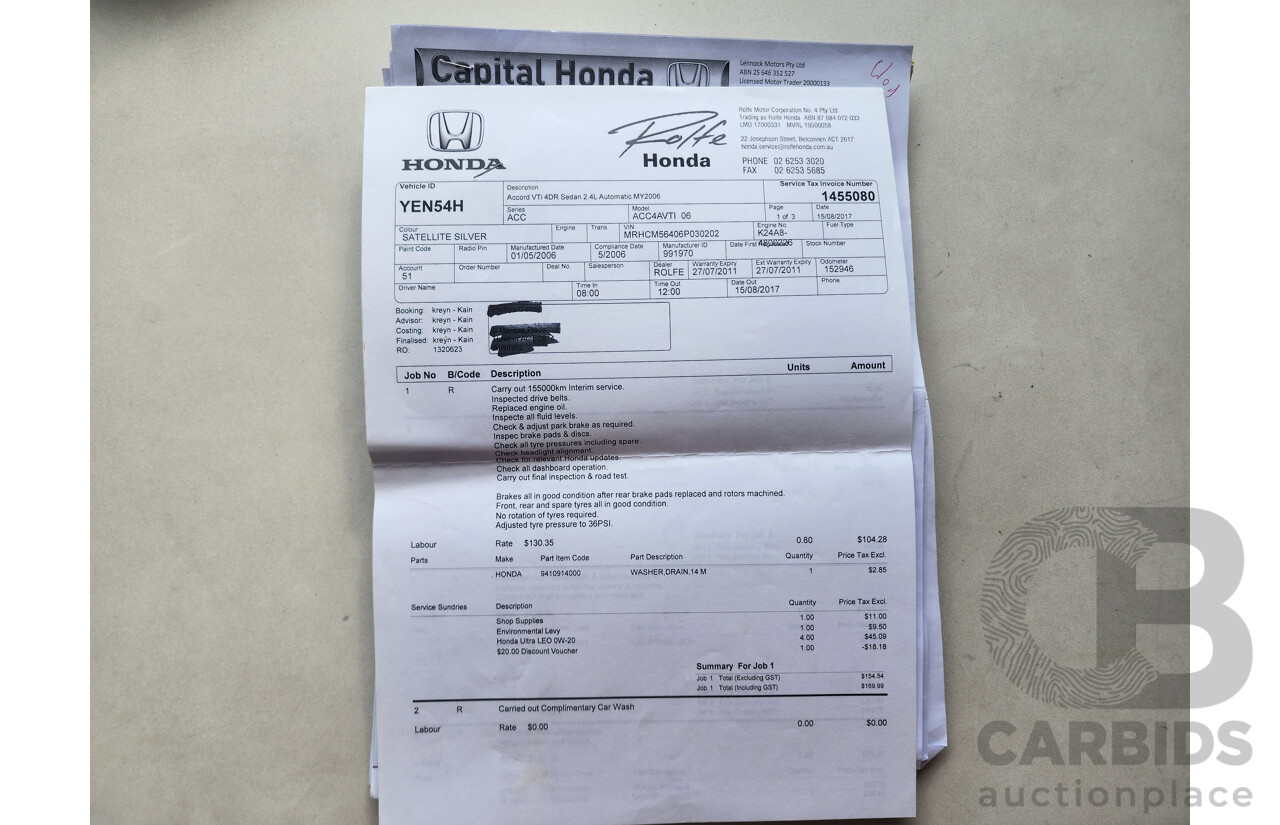 5/2006 Honda Accord VTi 40 4d Sedan Gold 2.4L