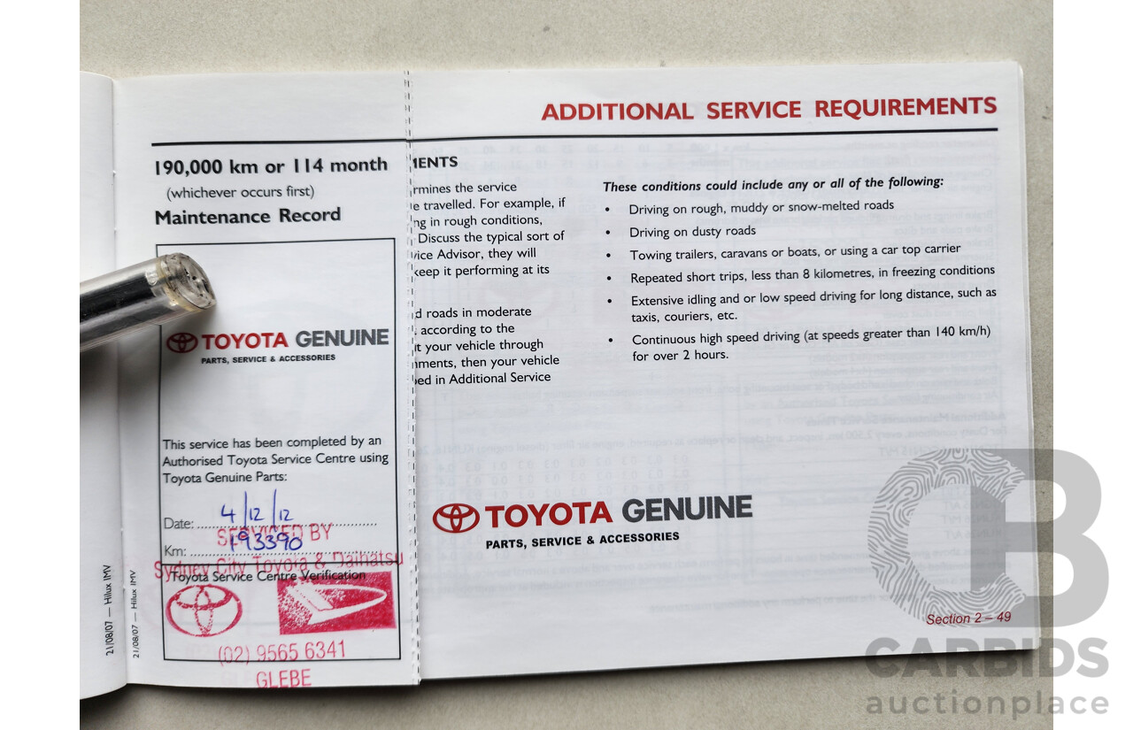 3/2008 Toyota Hilux SR GGN15R 07 UPGRADE Dual Cab P/Up White 4.0L