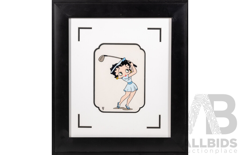 Artist Unknown (Possibly Richard Fleischer), Betty Boop Golfing, Limited Edition Serigraphic Cel, 45 x 39 cm (frame)