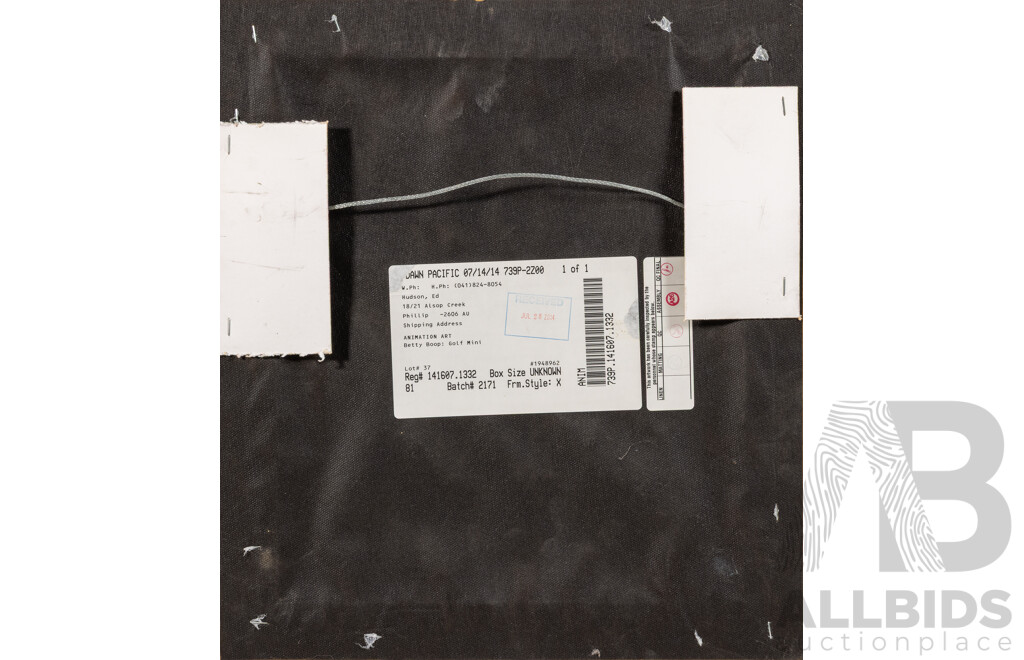 Artist Unknown (Possibly Richard Fleischer), Betty Boop Golfing, Limited Edition Serigraphic Cel, 45 x 39 cm (frame)