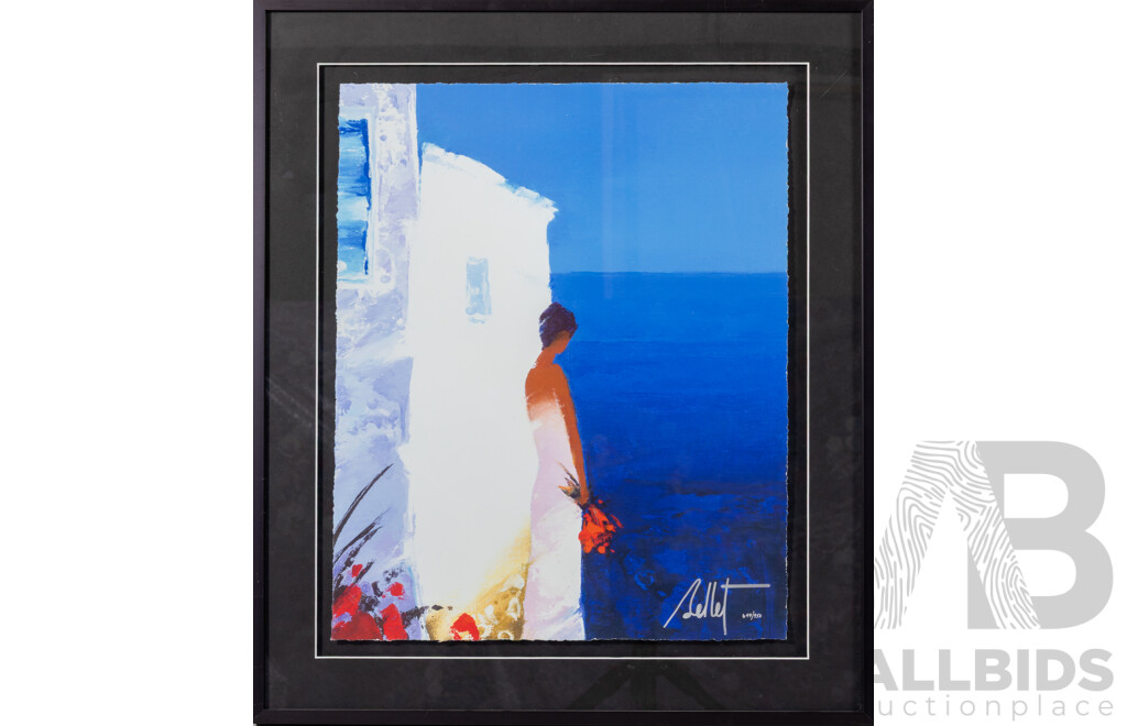 Emile Bellet, (20th Century, French, 1941-), En Mediterranee [In the Mediterranean] & Les Feuillages [Foliage], Pair of Lovely Editioned & Signed Giclees on Paper, 76 x 33 cm (larger frame) (2)