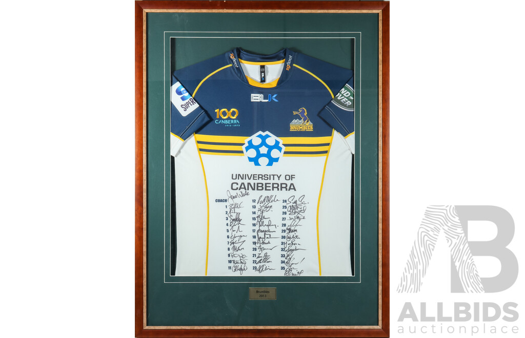 ACT Brumbies 2013 Team Signed Framed Jersey
