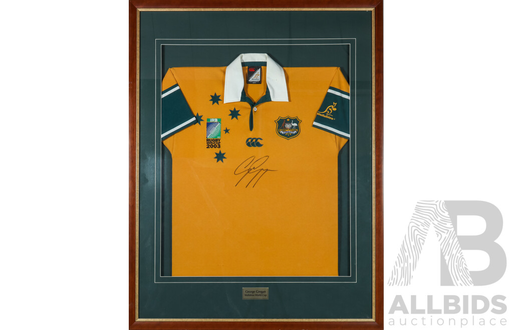 George Gregan Signed Framed Wallabies Jersey, 2003 Rugby World Cup