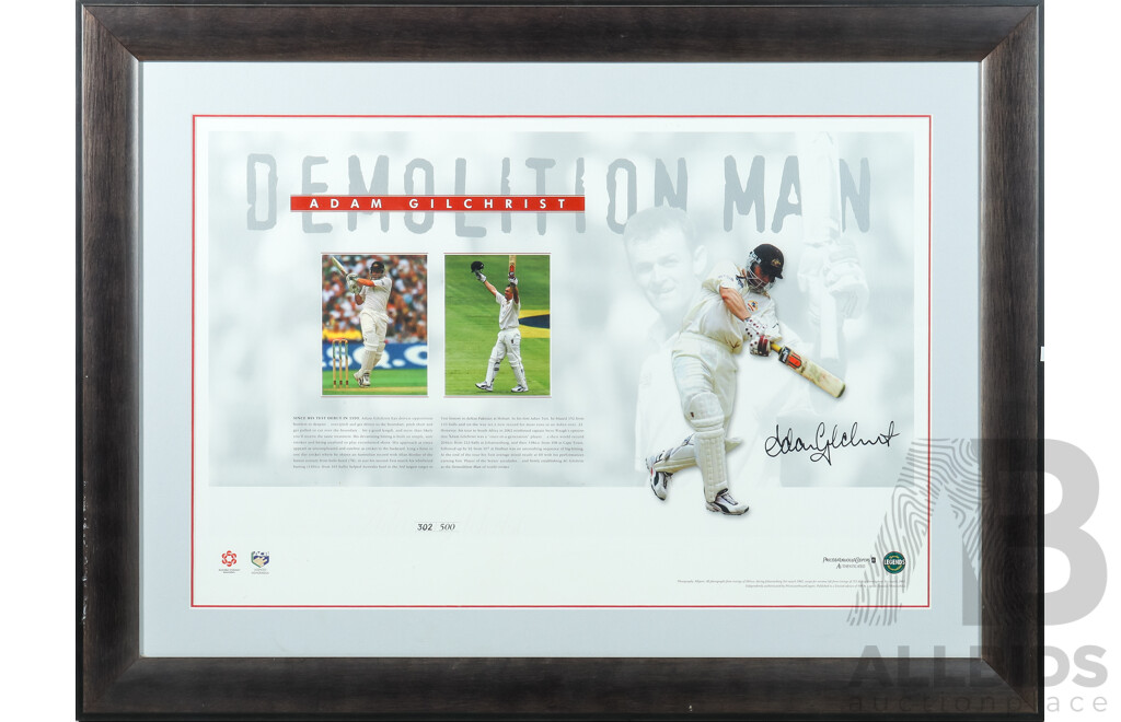 Adam Gilchrist 'Demolition Man' Signed Limited Edition Framed Display, No. 302 of 500