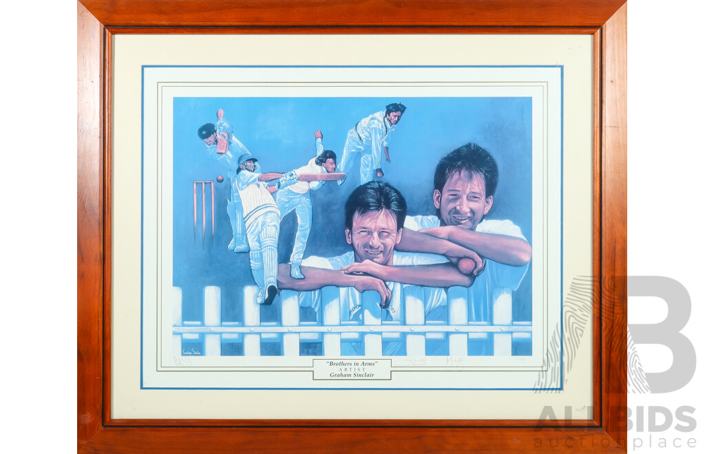 'Brothers in Arms' Limited Edition Framed Print by Graham Sinclair Featuring Steve and Mark Waugh
