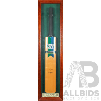 Steve Waugh Signed Limited Edition Framed Cricket Bat, No. 485 of 500