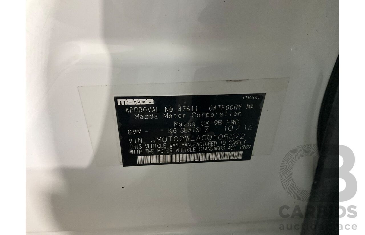 10/2016 Mazda CX-9 GT (FWD) MY16 4d Wagon Snowflake White Pearl Turbo 2.5L