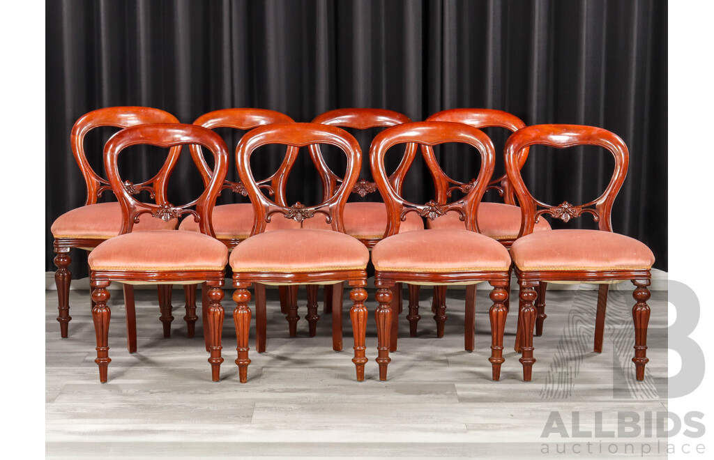 Set of 10Victorian Mahogany Balloon Back Dining Chairs