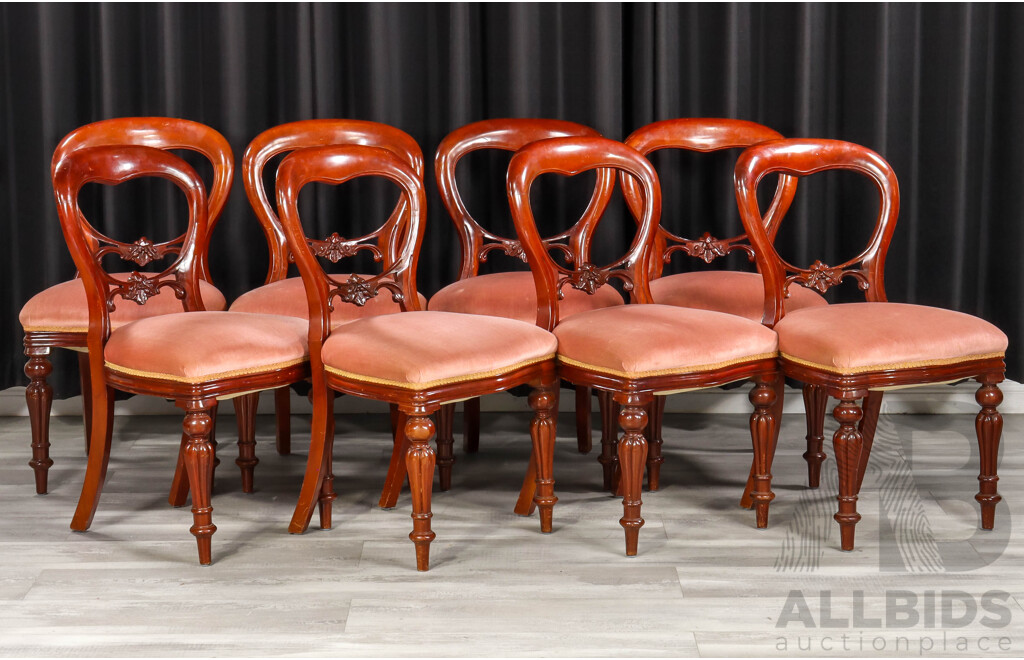 Set of 10Victorian Mahogany Balloon Back Dining Chairs