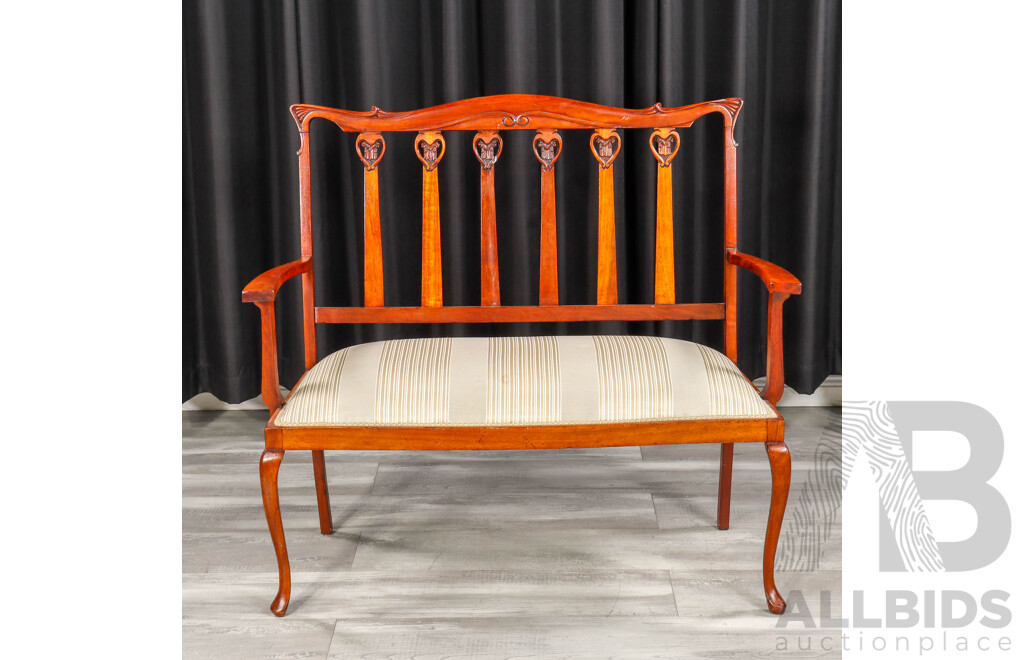 Timber Art Nouveau Style Two Seater Settee