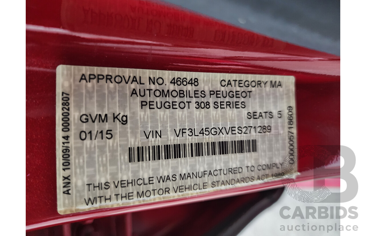 1/2015 Peugeot 308 Touring Allure T9 4d Wagon Red 1.6L