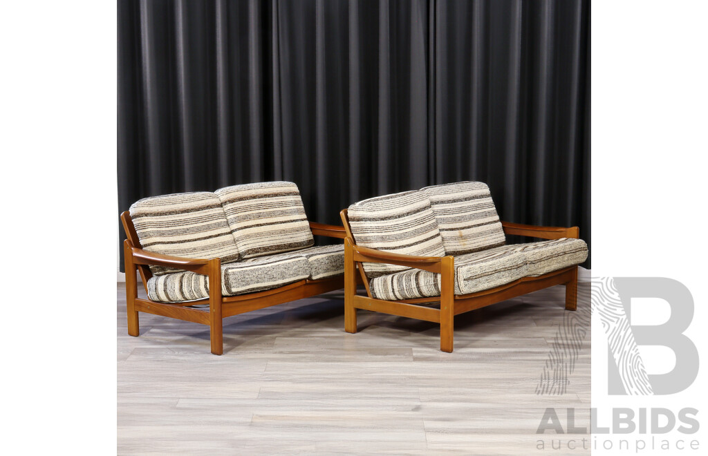 Pair of Blackwood Danish Delux Two Seater Lounges with Woollen Upholstery