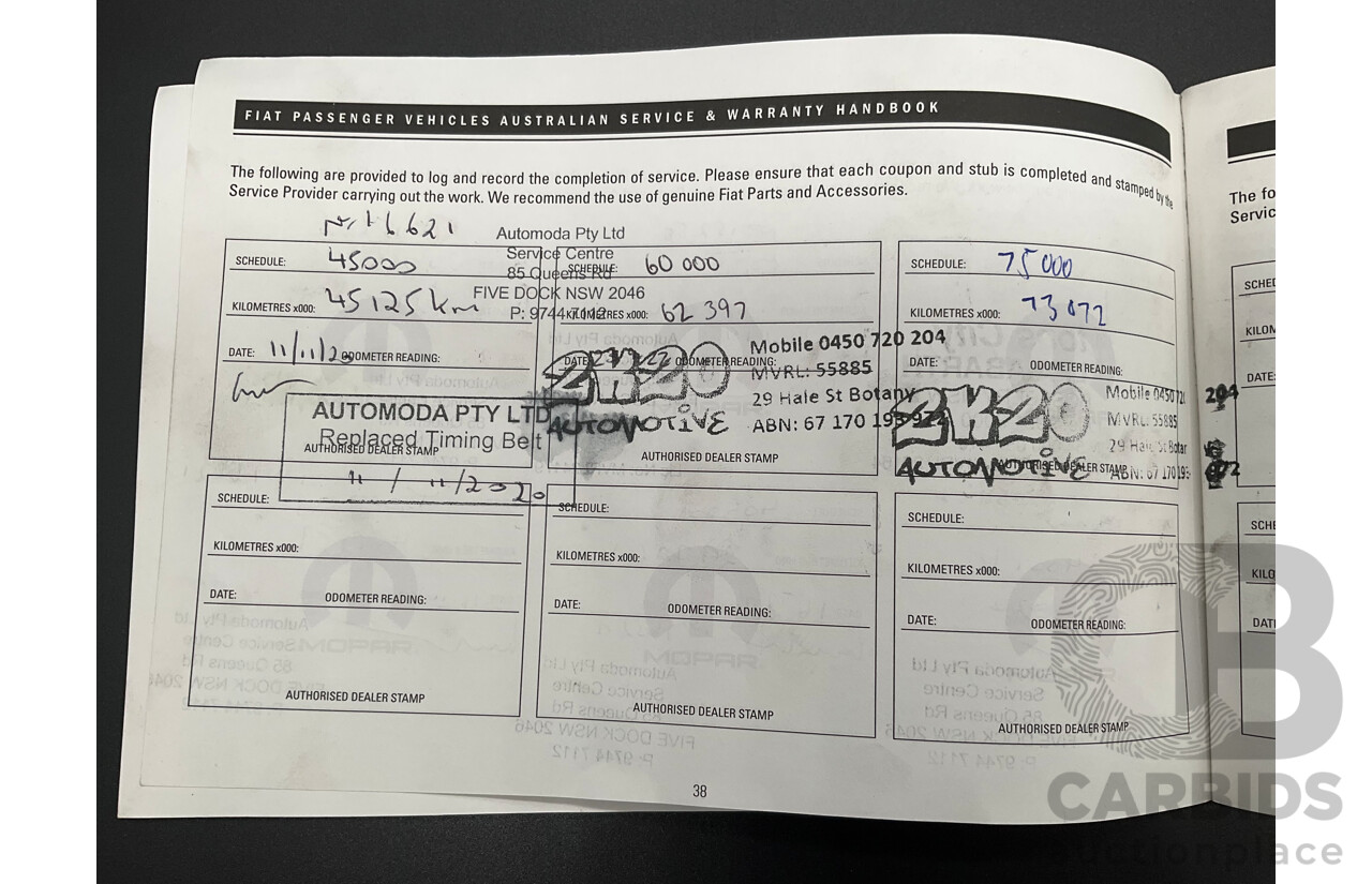 09/2016 Fiat 500 Lounge (FWD) Series 4 3d Hatchback Teal Blue Metallic 1.4L