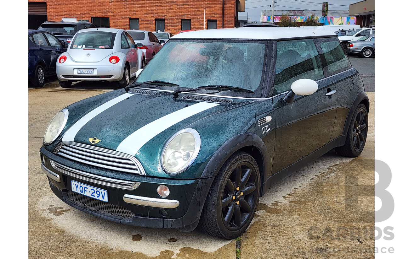 5/2002 Mini Cooper  R50 2d Hatchback Green (white roof) 1.6L
