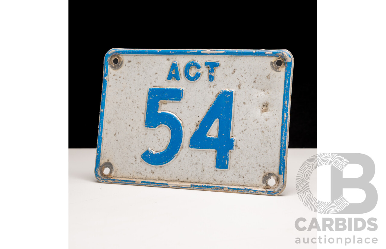 ACT 2 - Digit Motor Vehicle Number Plate  -  54  ** NO BUYERS PREMIUM **