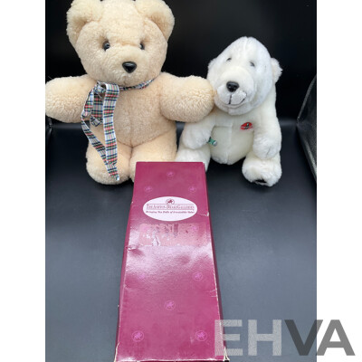 ASHTON DRAKE Porcelain Baby Doll ''Little Bit of Sunshine'', Tambo Teddies Bear and CocaCola Plush Polar Bear and Meerkat Plush Toy - Lot of 4