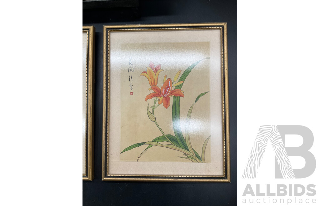 Set of 3 Framed Chinese Silk Painting