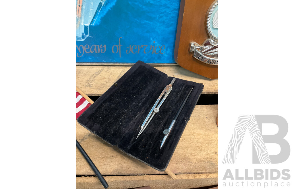 Collection of Memorabilia Releated to the HMAS and Royal Australian Navy, Including Rum Navy 1/2 Gill Copper Cup