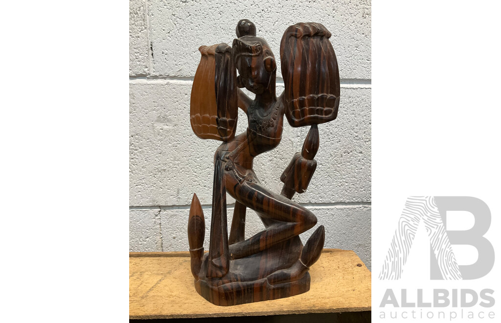 Collection of Decorative Wood Carving, Including a Replica of the Aztec Sun Calendar - Lot of 7