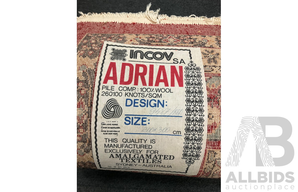 INCOV Adrian 100% Wool Rug, Featuring a Central Medallion and Floral Patterns in Red, Black and Ivory Colors