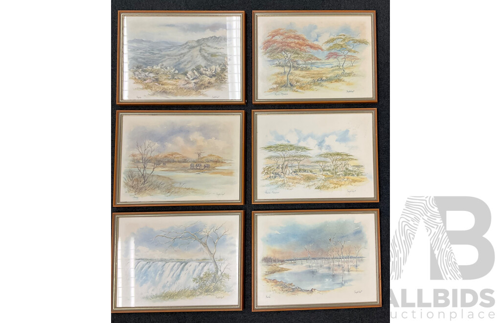 Chrystal Wynn  'African Scenes'', Six Framed Colour Prints, 40 X 30 Cm (frame)
