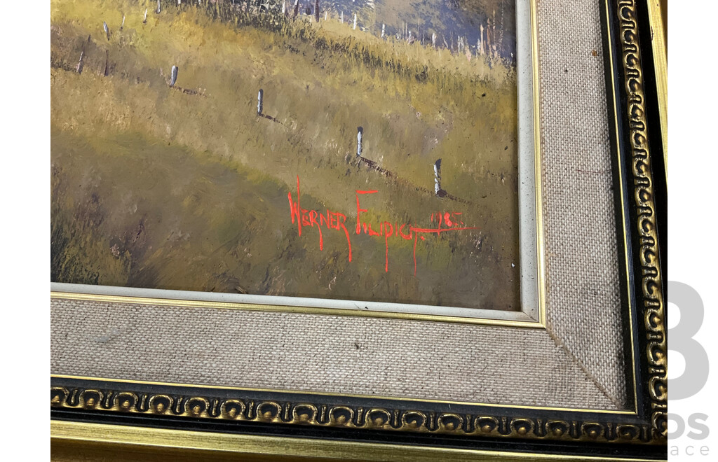 Werner Filipich  (1943- ) - 'Lismore Landscape 1985',  Oil on Board,  51 X 61 Cm (frame)