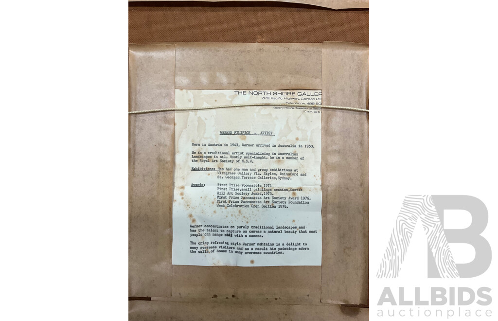 Werner Filipich  (1943- ) - 'Lismore Landscape 1985',  Oil on Board,  51 X 61 Cm (frame)