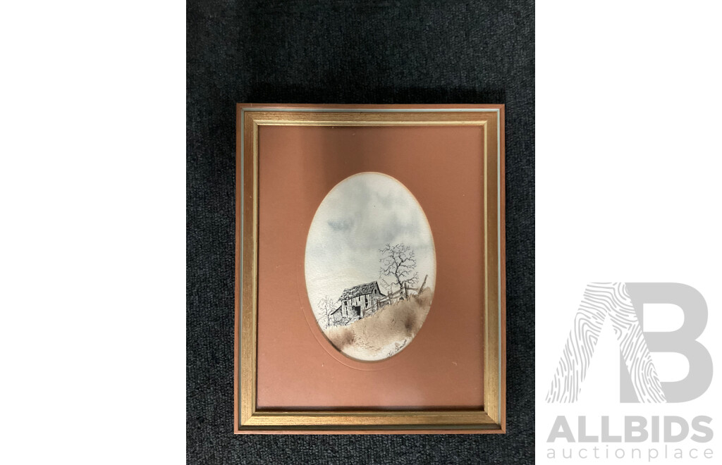 Les Barnett (20th Century Montana Artist) - Set of 3 Watercolor Painting,  27 X 23 Cm (frame)