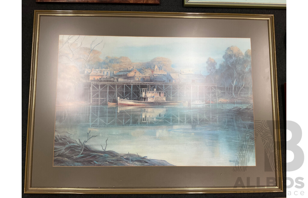 Kenneth Jack (1924-2006) ''Echuca Port'' Framed Print 68 X 95 Cm (Frame) and Assorted Prints and Paintings - Lot of 9