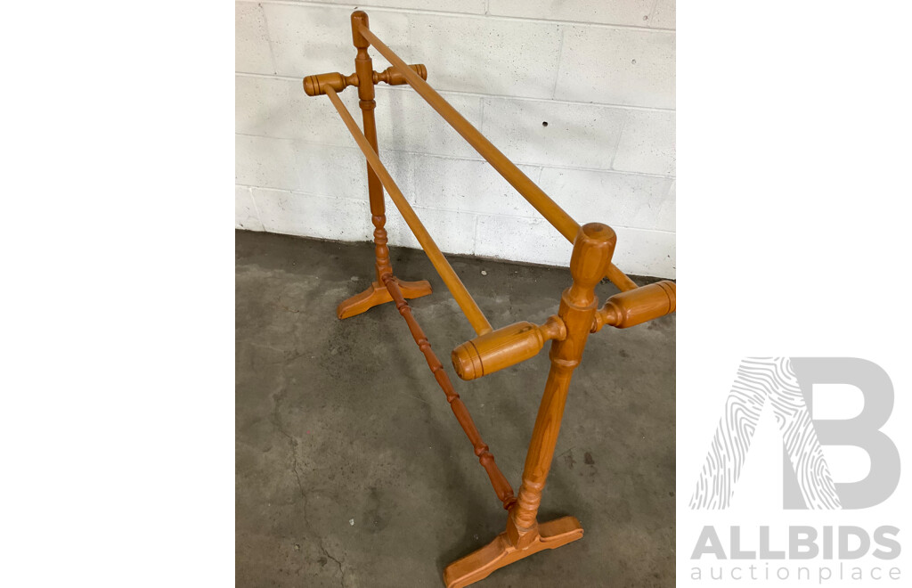 Vintage Wooden Towel Racks and Clothes Airer Wood 12 Rails - Lot of 3