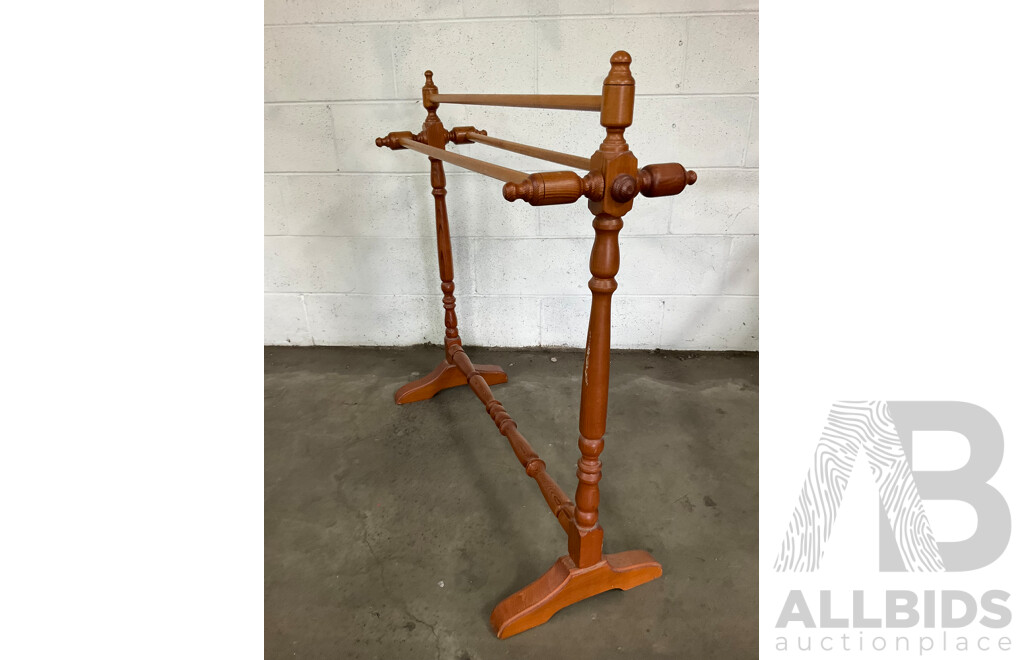 Vintage Wooden Towel Racks and Clothes Airer Wood 12 Rails - Lot of 3