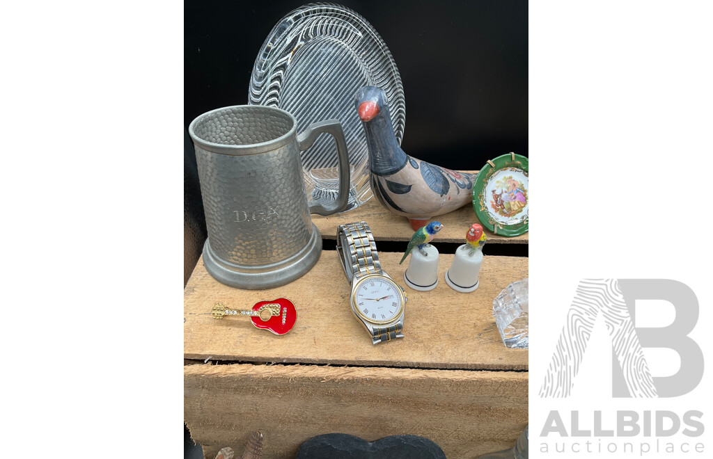 Assorted Decor, Including ROYAL DOULTON Desk Clock and More