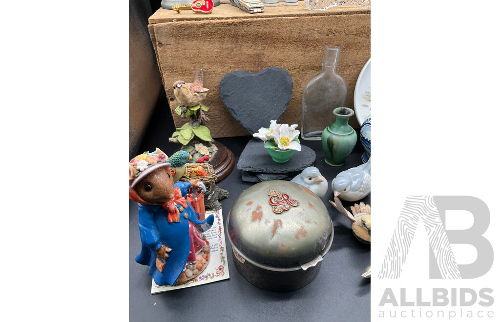 Assorted Decor, Including ROYAL DOULTON Desk Clock and More