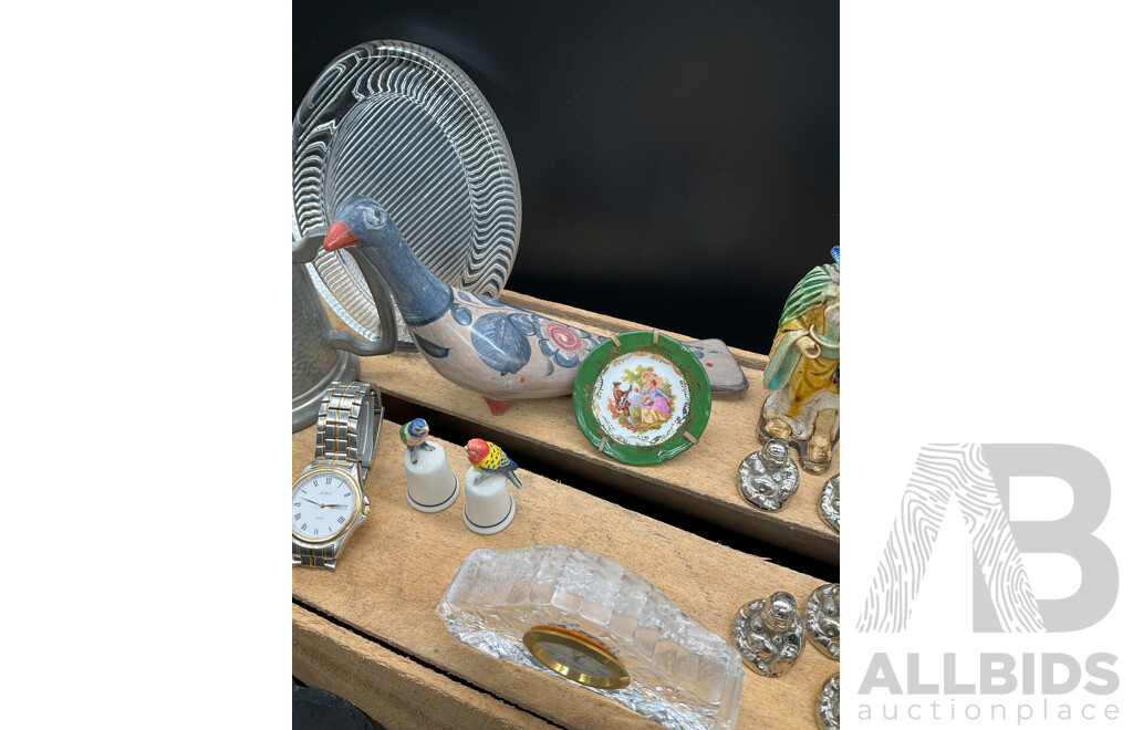 Assorted Decor, Including ROYAL DOULTON Desk Clock and More