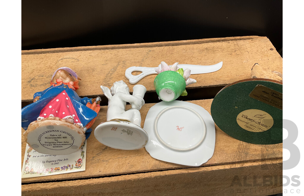 Assorted Decor, Including ROYAL DOULTON Desk Clock and More