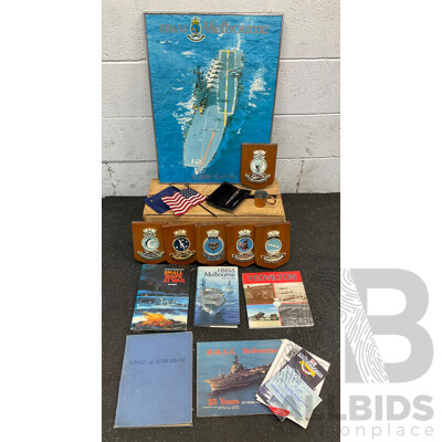 Collection of Memorabilia Releated to the HMAS and Royal Australian Navy, Including Rum Navy 1/2 Gill Copper Cup Collection of Memorabilia Releated to the HMAS and Royal Australian Navy, Including Rum Navy 1/2 Gill Copper Cup